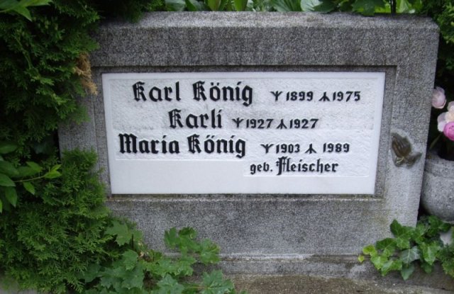 Koenig Karl 1899-1975 Fleischer Maria 1903-1989 Grabstein